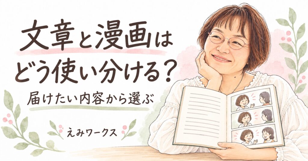 文章と漫画はどう使い分ける？（イラスト）